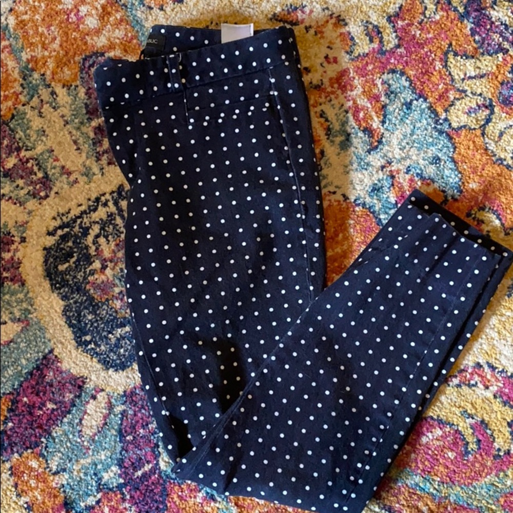 Banana Republic Sloan Pant Size 0 navy polka dots